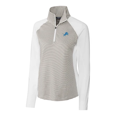 Women's Cutter & Buck White Detroit Lions Forge Tonal Stripe Half-Zip Pullover Jacket