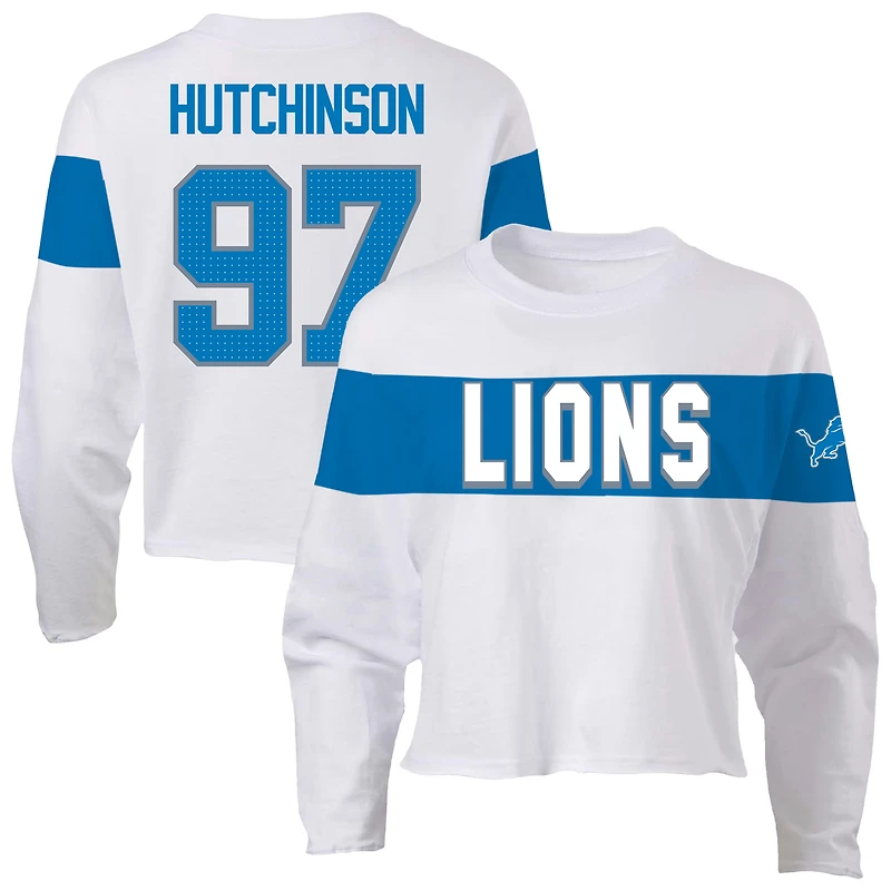 T-shirt Fanatics pour femmes Aidan Hutchinson Ash Detroit Lions, grande taille, nom et numéro