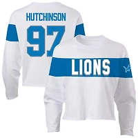 T-shirt Fanatics pour femmes Aidan Hutchinson Ash Detroit Lions, grande taille, nom et numéro