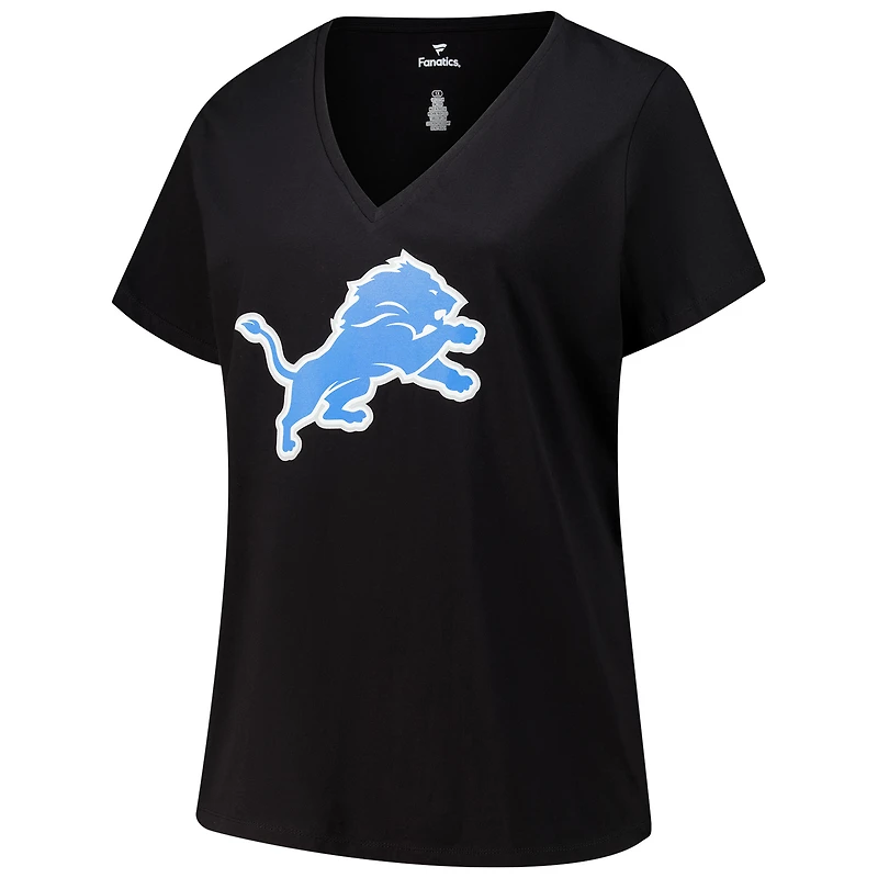 T-shirt col en V taille plus avec nom et numéro de joueur des Lions Detroit Fanatics Amon-Ra St. Brown pour femmes
