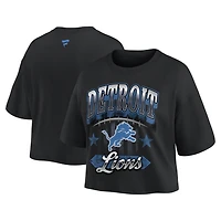 T-shirt court Fanatics noir pour femmes, style américain, Detroit Lions