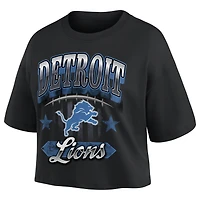 T-shirt court Fanatics noir pour femmes, style américain, Detroit Lions