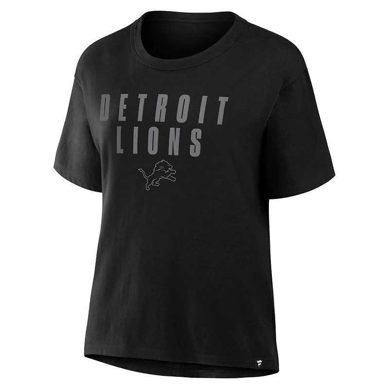 Women's Fanatics Black Detroit Lions Blackout Kneel Down Legacy T-Shirt