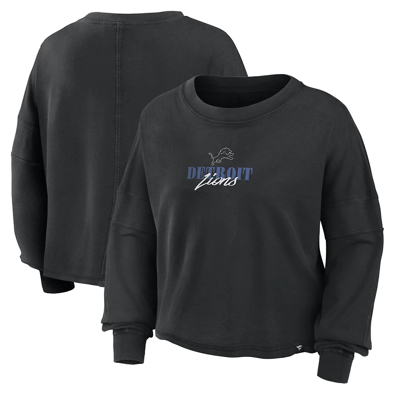 Haut oversize à manches longues et coupe carrée Detroit Lions noir pour femme (Fanatics)