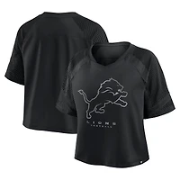 Women's Fanatics Black Detroit Lions Oversized Raglan V-Neck Blackout Fashion Jersey