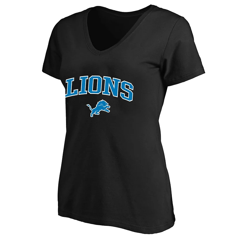 Women's Fanatics Black Detroit Lions Plus Arch Over Logo V-Neck T-Shirt