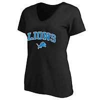 Women's Fanatics Black Detroit Lions Plus Arch Over Logo V-Neck T-Shirt