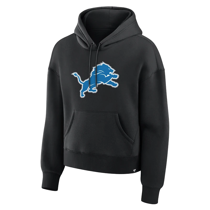 Women's Fanatics Black Detroit Lions Relaxed High Hip Essential Legacy Hoodie