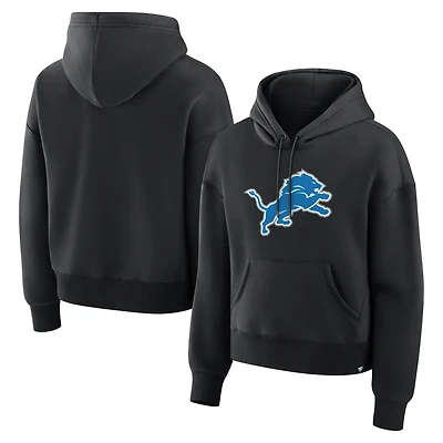 Sweat à capuche Fanatics Black Detroit Lions pour femme, coupe décontractée, taille haute, modèle Essential Legacy