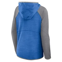 Women's Fanatics Blue/Gray Detroit Lions Redzone End Around Pass Raglan Full-Zip Hoodie