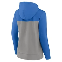 Women's Fanatics Blue/Silver Detroit Lions Take The Field Color Block Full-Zip Hoodie