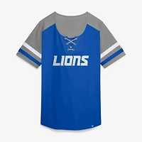T-shirt à lacets Fanatics Blue Detroit Lions Curl Route Athena pour femmes