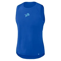 Débardeur de performance Fanatics Blue Detroit Lions pour femme, dos en maille drapée