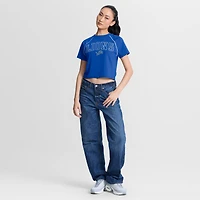 Haut court raglan tri-blend bleu Detroit Lions pour femme (Fanatics)