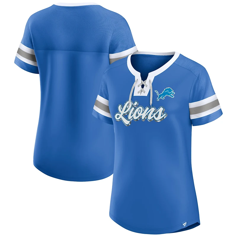 T-shirt à lacets Original State Fanatics pour femmes, bleu, Detroit Lions