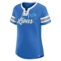T-shirt à lacets Original State Fanatics pour femmes, bleu, Detroit Lions