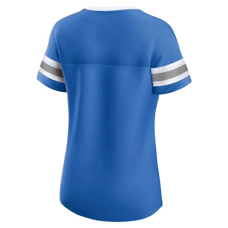 T-shirt à lacets Original State Fanatics pour femmes, bleu, Detroit Lions