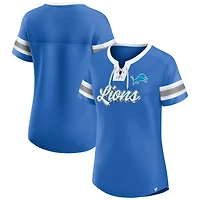 T-shirt à lacets Original State Fanatics pour femmes, bleu, Detroit Lions