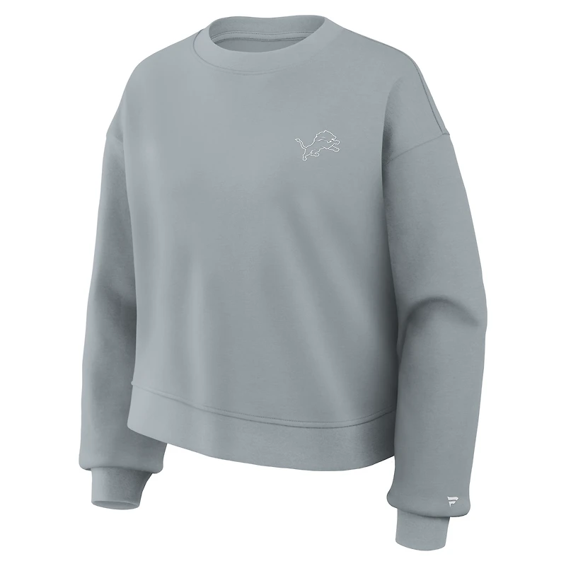 Women's Fanatics Blue Detroit Lions Oversized Clutch Tri-Blend Sweatshirt