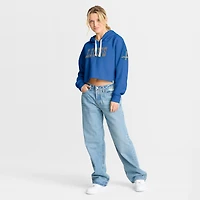 Sweat à capuche court oversize Fanatics Blue Detroit Lions pour femme