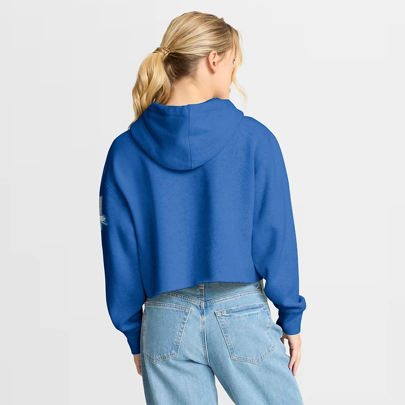 Sweat à capuche court surdimensionné bleu Detroit Lions Fanatics pour femme