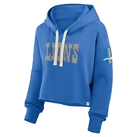 Sweat à capuche court surdimensionné bleu Detroit Lions Fanatics pour femme