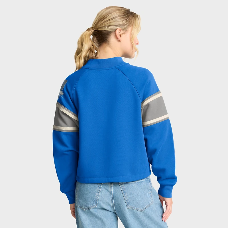 Pull surdimensionné à col montant Fanatics bleu Detroit Lions pour femme