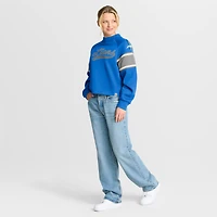 Pull surdimensionné à col montant Fanatics bleu Detroit Lions pour femme