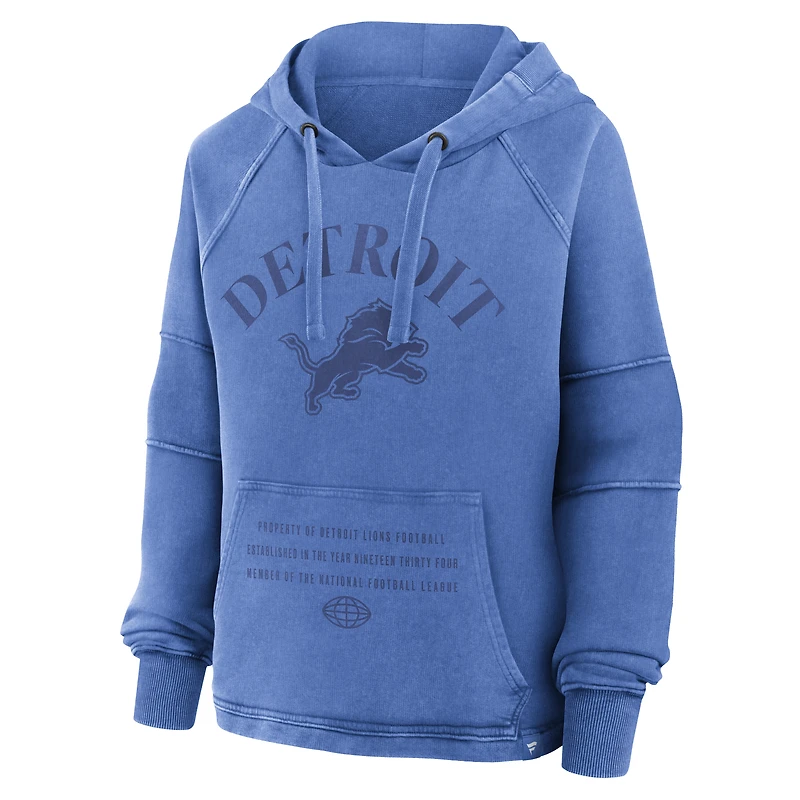 Women's Fanatics Blue Detroit Lions Oversized Raglan Gridiron Hoodie