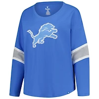 Women's Fanatics Blue Detroit Lions Plus Redzone 3/4-Sleeve Scoop Neck T-Shirt