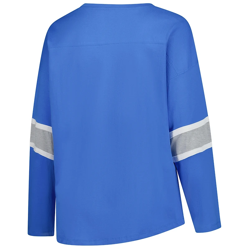 Women's Fanatics Blue Detroit Lions Plus Redzone 3/4-Sleeve Scoop Neck T-Shirt