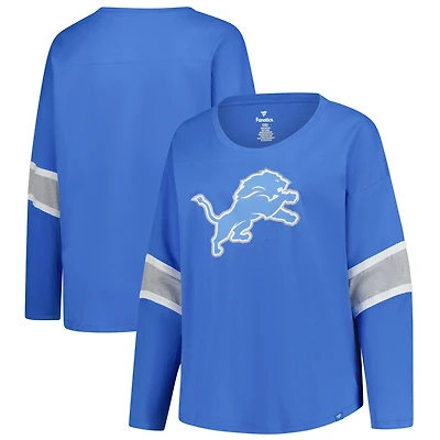 Women's Fanatics Blue Detroit Lions Plus Redzone 3/4-Sleeve Scoop Neck T-Shirt
