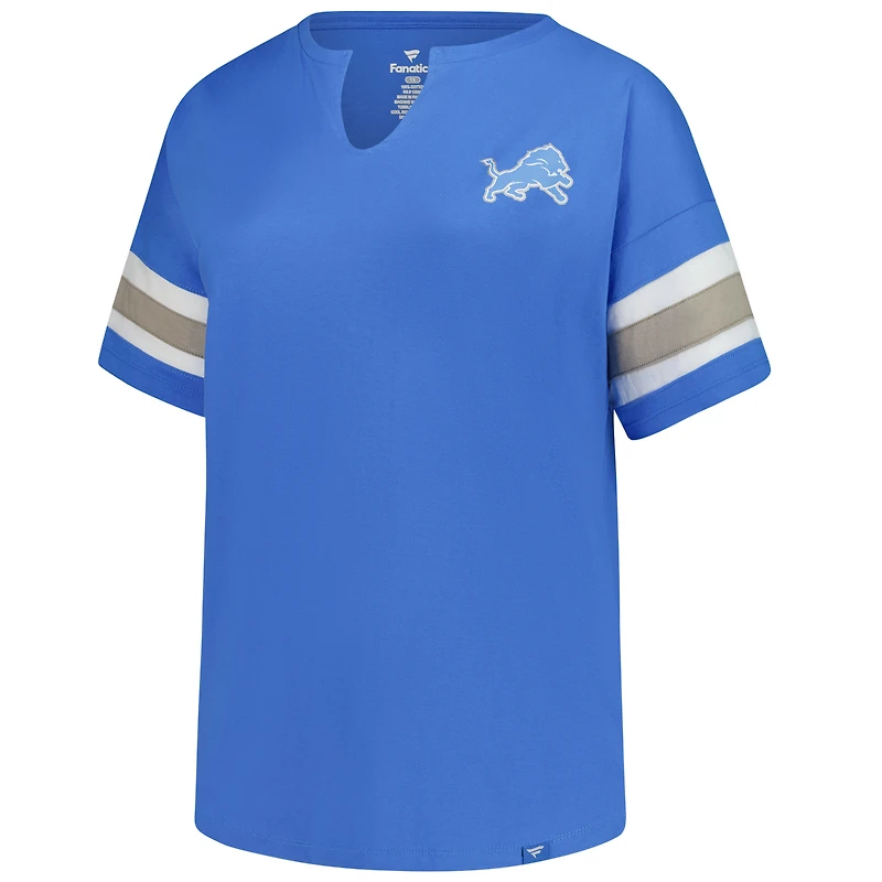 T-shirt à col cranté Redzone bleu Fanatics pour femme, grande taille, des Lions de Detroit