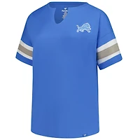 T-shirt à col cranté Redzone bleu Fanatics pour femme, grande taille, des Lions de Detroit