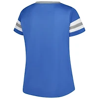 T-shirt à lacets et col cranté Athena Redzone pour femme, bleu, grande taille, avec strass, des Lions de Detroit