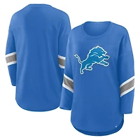 T-shirt Fanatics bleu à manches 3/4 pour femme des Lions de Détroit Redzone