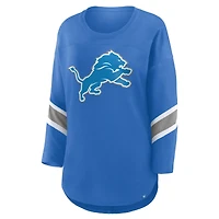 T-shirt Fanatics bleu à manches 3/4 pour femme des Lions de Détroit Redzone