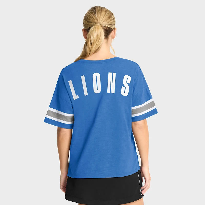 T-shirt Fanatics bleu pour femme, motif Redzone Curl Route des Lions de Detroit