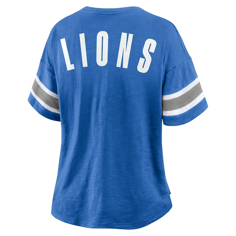T-shirt Fanatics bleu pour femme, motif Redzone Curl Route des Lions de Detroit