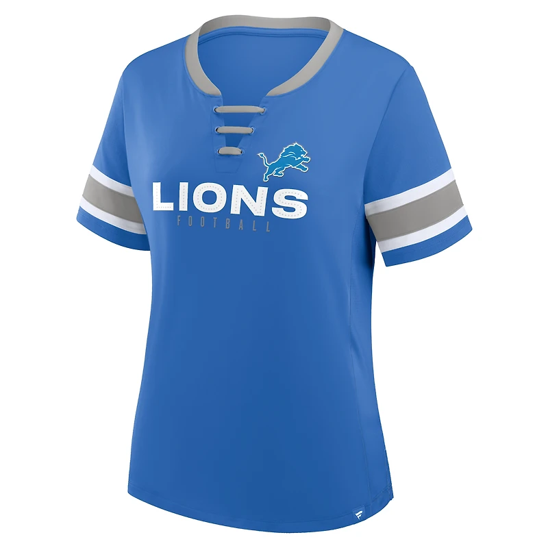 Women's Fanatics Blue Detroit Lions Redzone Draw Play Athena Lace-Up T-Shirt