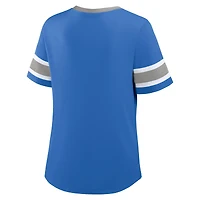 Women's Fanatics Blue Detroit Lions Redzone Draw Play Athena Lace-Up T-Shirt