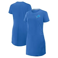 Women's Fanatics Blue Detroit Lions Ruched Drape T-Shirt Dress
