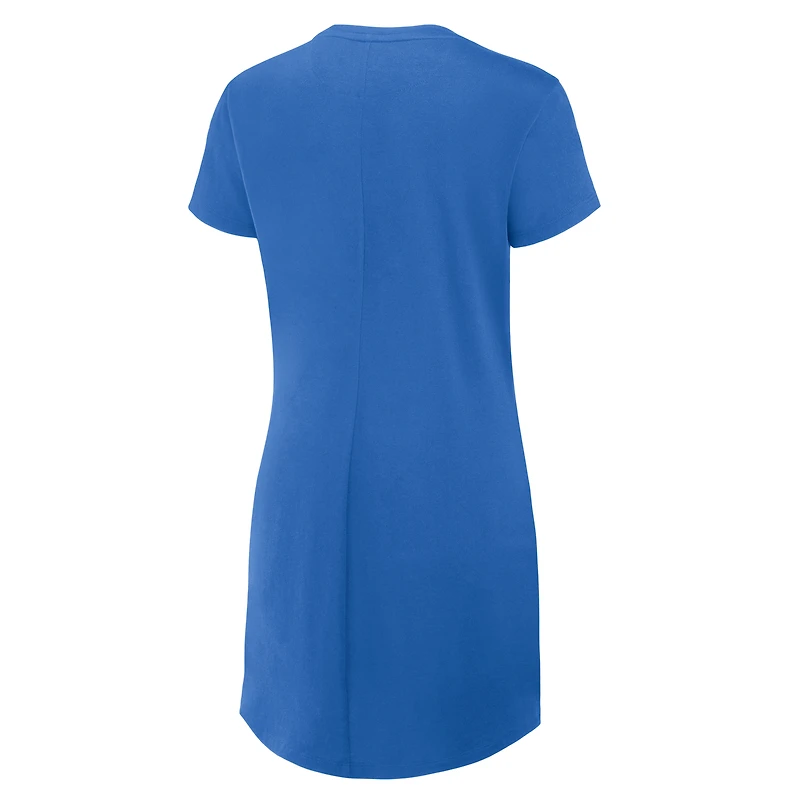 Women's Fanatics Blue Detroit Lions Ruched Drape T-Shirt Dress