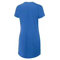 Women's Fanatics Blue Detroit Lions Ruched Drape T-Shirt Dress