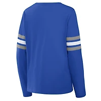 Women's Fanatics  Blue Detroit Lions Team First Coverage Scheme Lace-Up Long Sleeve T-Shirt