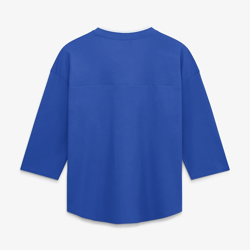 Women's Fanatics Blue Detroit Lions Team First Deceptive Juke 3/4-Sleeve V-Neck T-Shirt