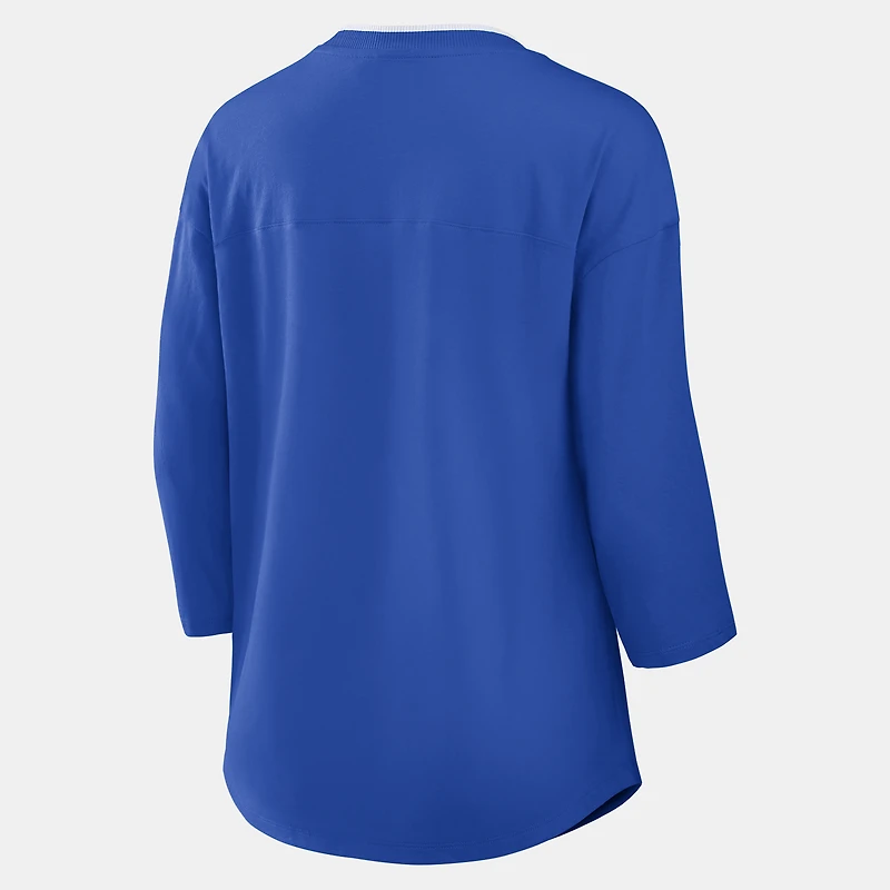 Women's Fanatics Blue Detroit Lions Team First Deceptive Juke 3/4-Sleeve V-Neck T-Shirt