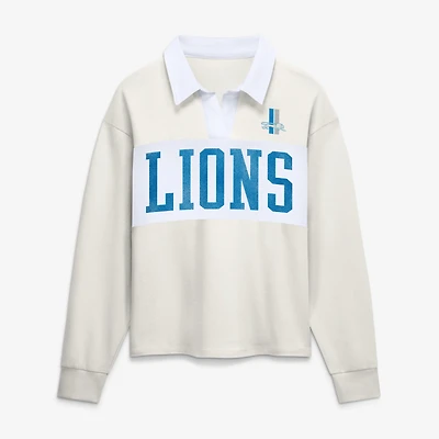 Polo de rugby à manches longues Fanatics crème Detroit Lions Heritage Play Action pour femme