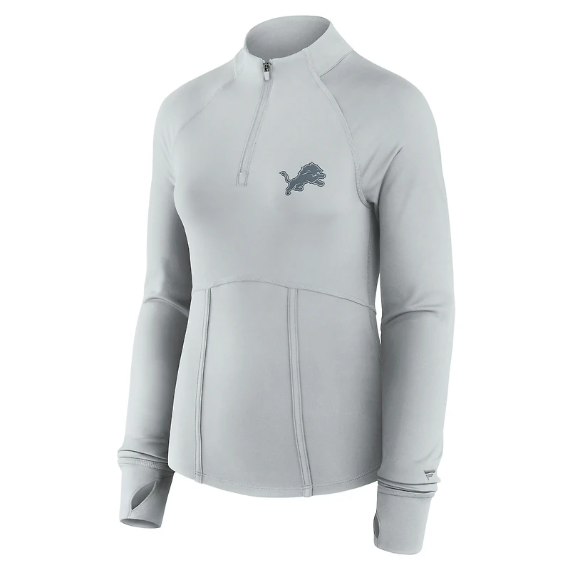 Women's Fanatics  Gray Detroit Lions Elements Raglan Quarter-Zip Jacket