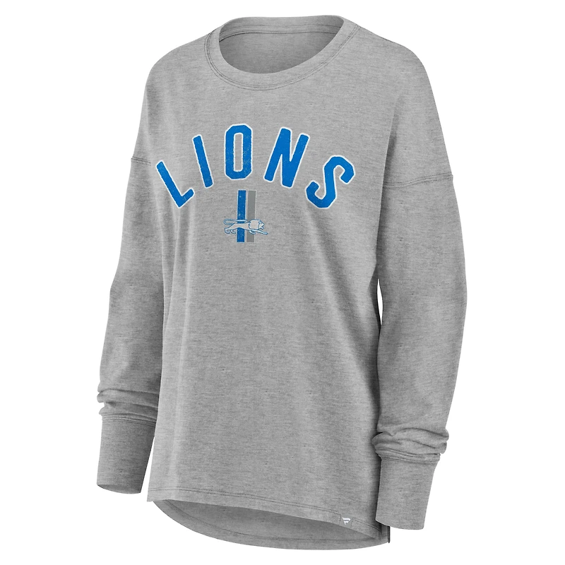 Women's Fanatics Heather Gray Detroit Lions Hometown Legacy Long Sleeve T-Shirt